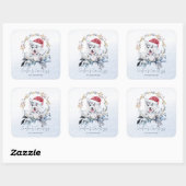 Sneeuwige Husky Hondenliefhebber Kerstmis Vierkante Sticker (Vel)