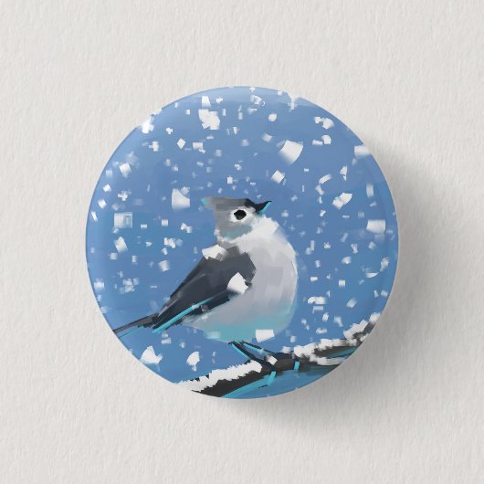 Sneeuwige januari ronde button 3,2 cm (Voorkant)