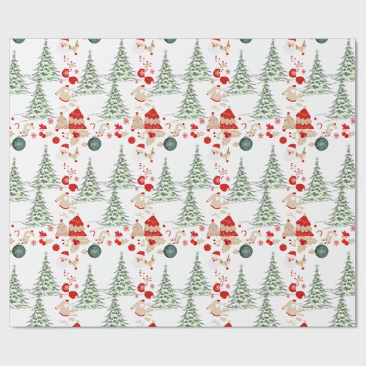 Sneeuwige Kerst Wrap Cadeaupapier (Vlak)