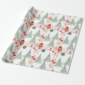 Sneeuwige Kerst Wrap Cadeaupapier (Uitgerold)