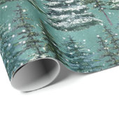 Sneeuwige kerstbomen cadeaupapier (Rol Hoek)