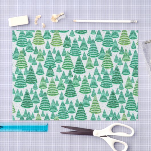 Sneeuwige kerstbomen tissuepapier (Craft)