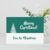 Sneeuwige kerstboom - Blauwgroen en minimaal wit Feestdagenkaart (Staand voorkant)