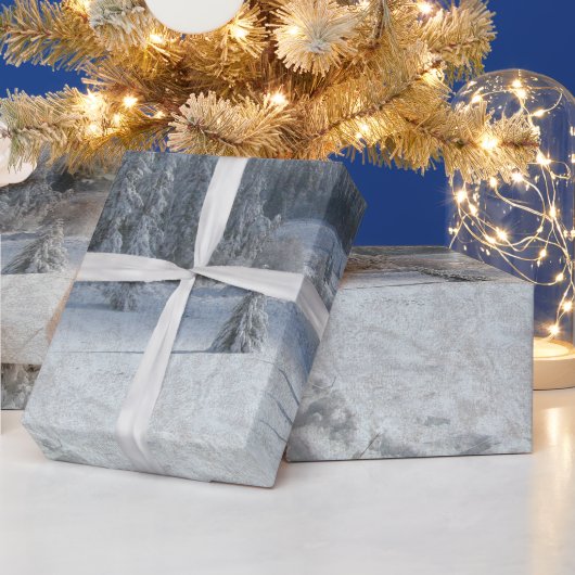 Sneeuwige kerstboomscène, verpakkingspapier cadeaupapier (Feestdagen)