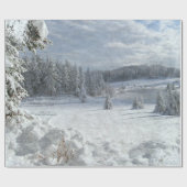 Sneeuwige kerstboomscène, verpakkingspapier cadeaupapier (Vlak)