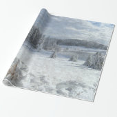 Sneeuwige kerstboomscène, verpakkingspapier cadeaupapier (Uitgerold)