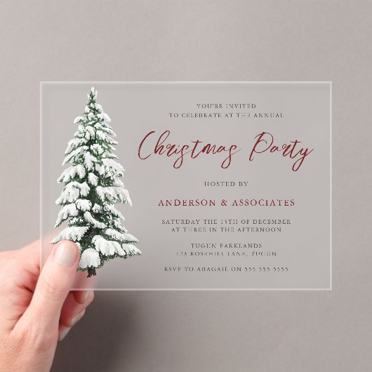 Sneeuwige kerstfeestdag acryl uitnodigingen (Insitu (Draagbaar))