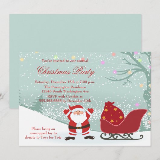 Sneeuwige kerstfeestdag kaart (Voorkant / Achterkant)