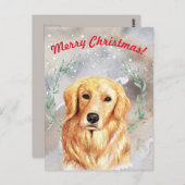 Sneeuwige kerstillustratie met gouden recept briefkaart (Voorkant / Achterkant)