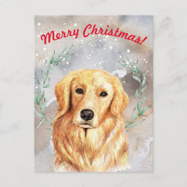 Sneeuwige kerstillustratie met gouden recept briefkaart
