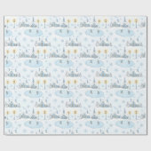 Sneeuwige Kerstnachtstad Cadeaupapier (Vlak)
