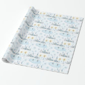 Sneeuwige Kerstnachtstad Cadeaupapier (Uitgerold)