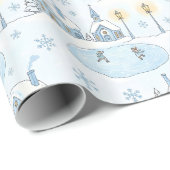 Sneeuwige Kerstnachtstad Cadeaupapier (Rol Hoek)