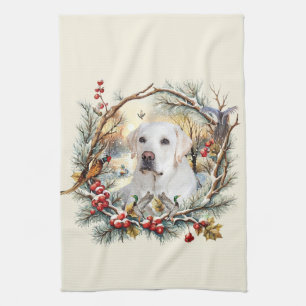 Sneeuwige Labrador Retriever Vakantie Theedoek