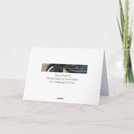 Sneeuwige maart II paard wenskaart Feestdagen Kaart (Achterkant)