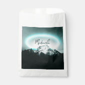 Sneeuwige, mysterieuze blauwe neonlichte monogram  bedankzakje (Voorkant)