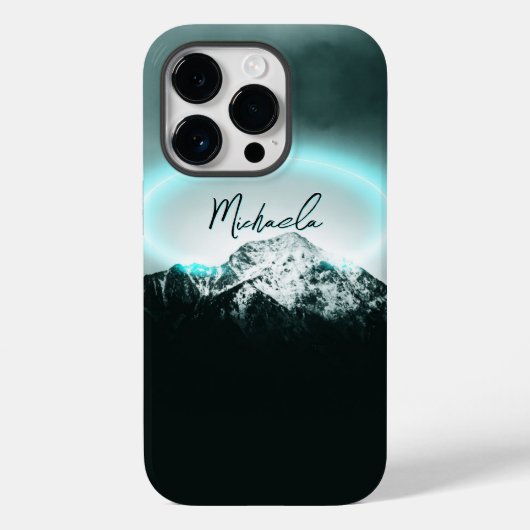 Sneeuwige, mysterieuze blauwe neonlichte monogram  Case-Mate iPhone case (Achterkant)