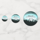 Sneeuwige, mysterieuze blauwe neonlichte monogram  confetti (Achterkanten)