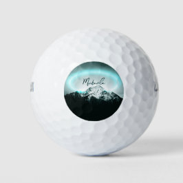 Sneeuwige, mysterieuze blauwe neonlichte monogram  golfballen