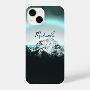 Sneeuwige, mysterieuze blauwe neonlichte monogram  iPhone 14 hoesje