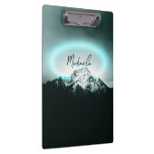 Sneeuwige, mysterieuze blauwe neonlichte monogram  klembord (Rechts)