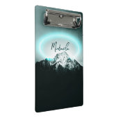 Sneeuwige, mysterieuze blauwe neonlichte monogram mini klembord (Schuin)