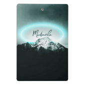 Sneeuwige, mysterieuze blauwe neonlichte monogram mini klembord (Achterkant)