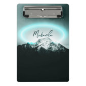 Sneeuwige, mysterieuze blauwe neonlichte monogram  mini klembord (Voorkant)