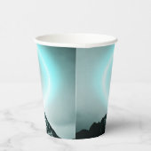 Sneeuwige, mysterieuze blauwe neonlichte monogram papieren bekers (Rechts)