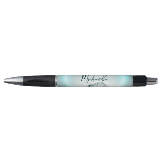 Sneeuwige, mysterieuze blauwe neonlichte monogram  pen (Voorkant)