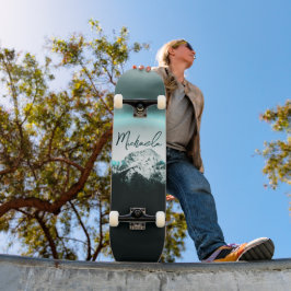 Sneeuwige, mysterieuze blauwe neonlichte monogram  persoonlijk skateboard