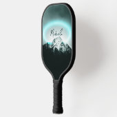 Sneeuwige, mysterieuze blauwe neonlichte monogram  pickleball paddle (Links)