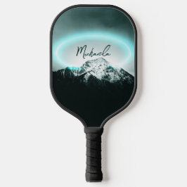 Sneeuwige, mysterieuze blauwe neonlichte monogram  pickleball paddle