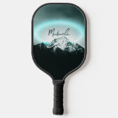 Sneeuwige, mysterieuze blauwe neonlichte monogram  pickleball paddle (Achterkant)