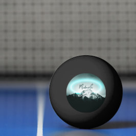 Sneeuwige, mysterieuze blauwe neonlichte monogram  pingpongbal