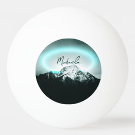 Sneeuwige, mysterieuze blauwe neonlichte monogram  pingpongbal