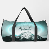 Sneeuwige, mysterieuze blauwe neonlichte monogram plunjezak (Voorkant)