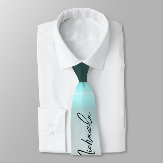 Sneeuwige, mysterieuze blauwe neonlichte monogram  stropdas (Gebonden)