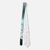 Sneeuwige, mysterieuze blauwe neonlichte monogram stropdas (Achterkant)