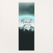 Sneeuwige, mysterieuze blauwe neonlichte monogram  yogamat (Achterkant)