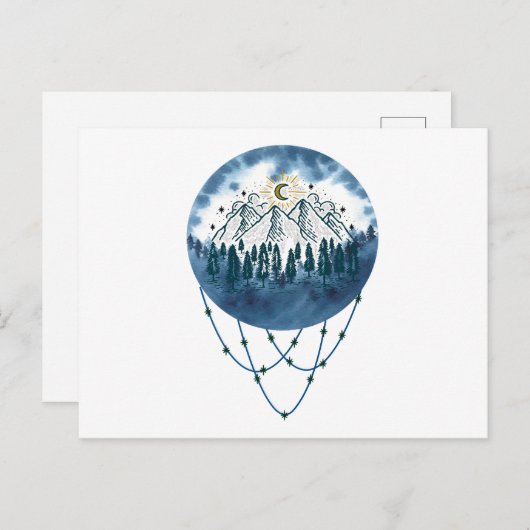 Sneeuwige Natuur van de Boom van de Bouw Briefkaart (Voorkant / Achterkant)