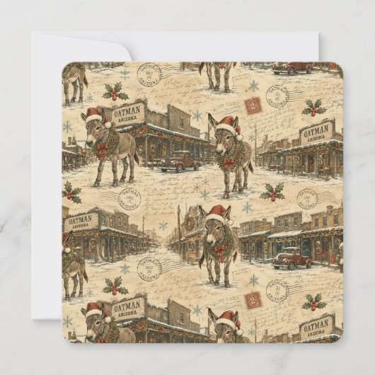 Sneeuwige Oatman Burro Kerst Nostalgie (Voorkant)