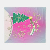 Sneeuwige Paarse kerstboomscène Fleece Deken (Voorkant (Horizontaal))