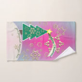 Sneeuwige Paarse kerstboomscène Handdoek (Handdoek)