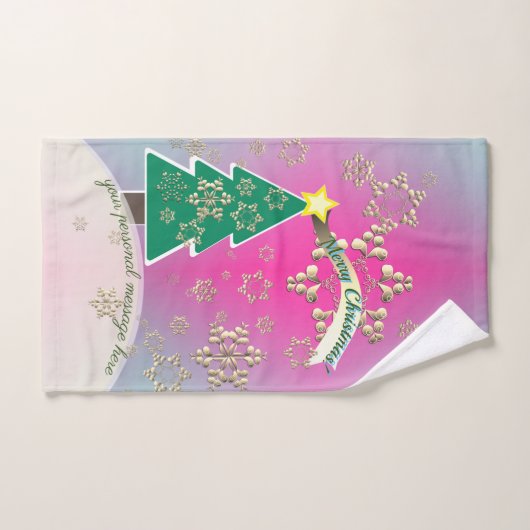 Sneeuwige Paarse kerstboomscène Handdoek (Handdoek)