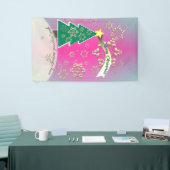 Sneeuwige Paarse kerstboomscène Spandoek (Beurs)