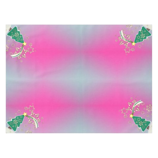 Sneeuwige Paarse kerstboomscène Tafelkleed (Voorkant (Horizontaal))