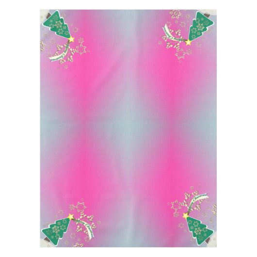 Sneeuwige Paarse kerstboomscène Tafelkleed (Voorkant)