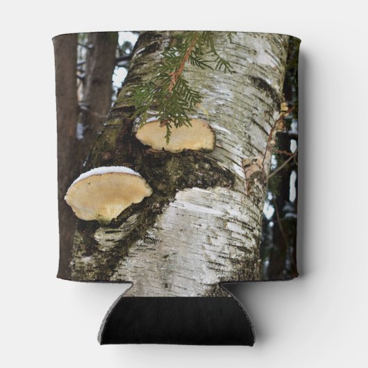 Sneeuwige paddenstoelen bij de vogelboom blikjeskoeler (Achterkant)