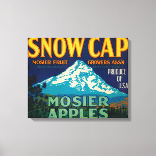 Sneeuwige Pet Apple Crate LabelMosier, OF Canvas Afdruk